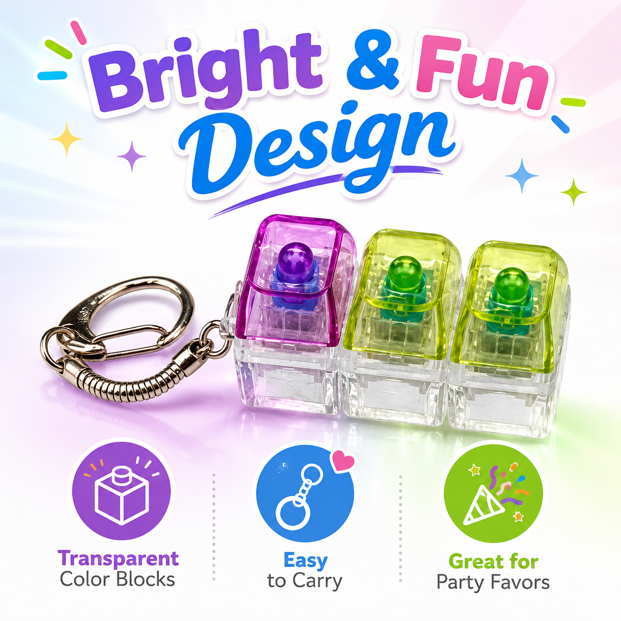 RGB Mechanical Keyboard Switch Keychain – 4 Key LED Light Up Keyboard Button Fidget Toy, Transparent Keycap Keyring Gift - Image 10