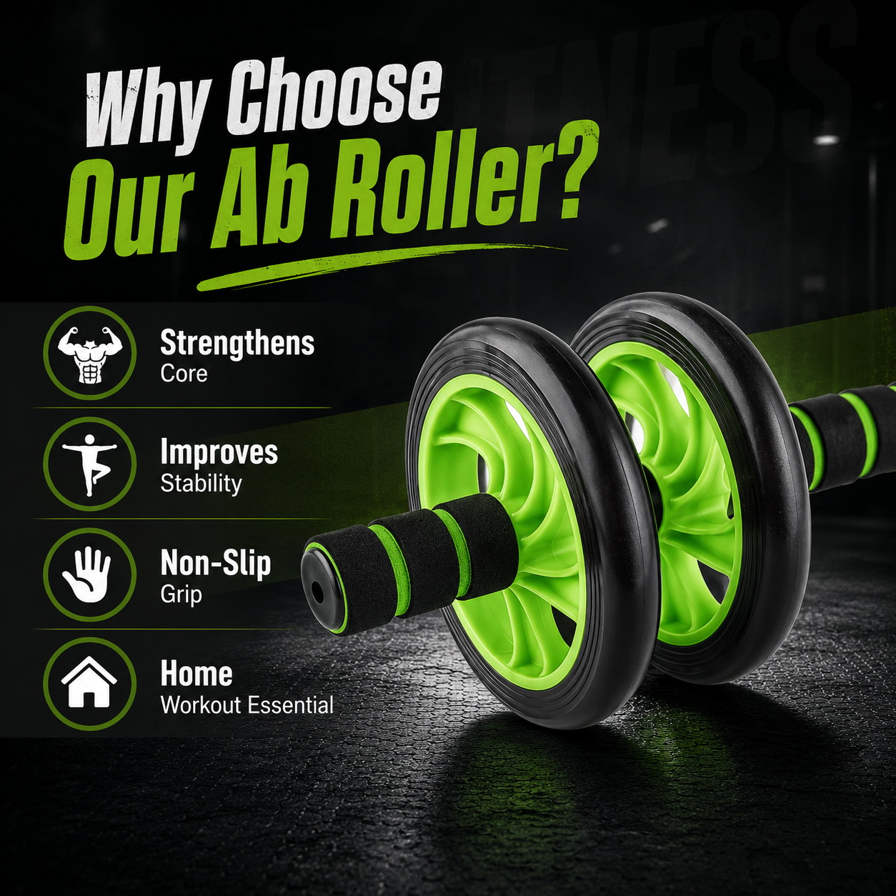 Dual Wheel Ab Roller for Home Workout – Two Wheeled Abdominal Exercise Wheel with Non-Slip Foam Handles for Core, Abs, Arms & Fitness Training - Image 7
