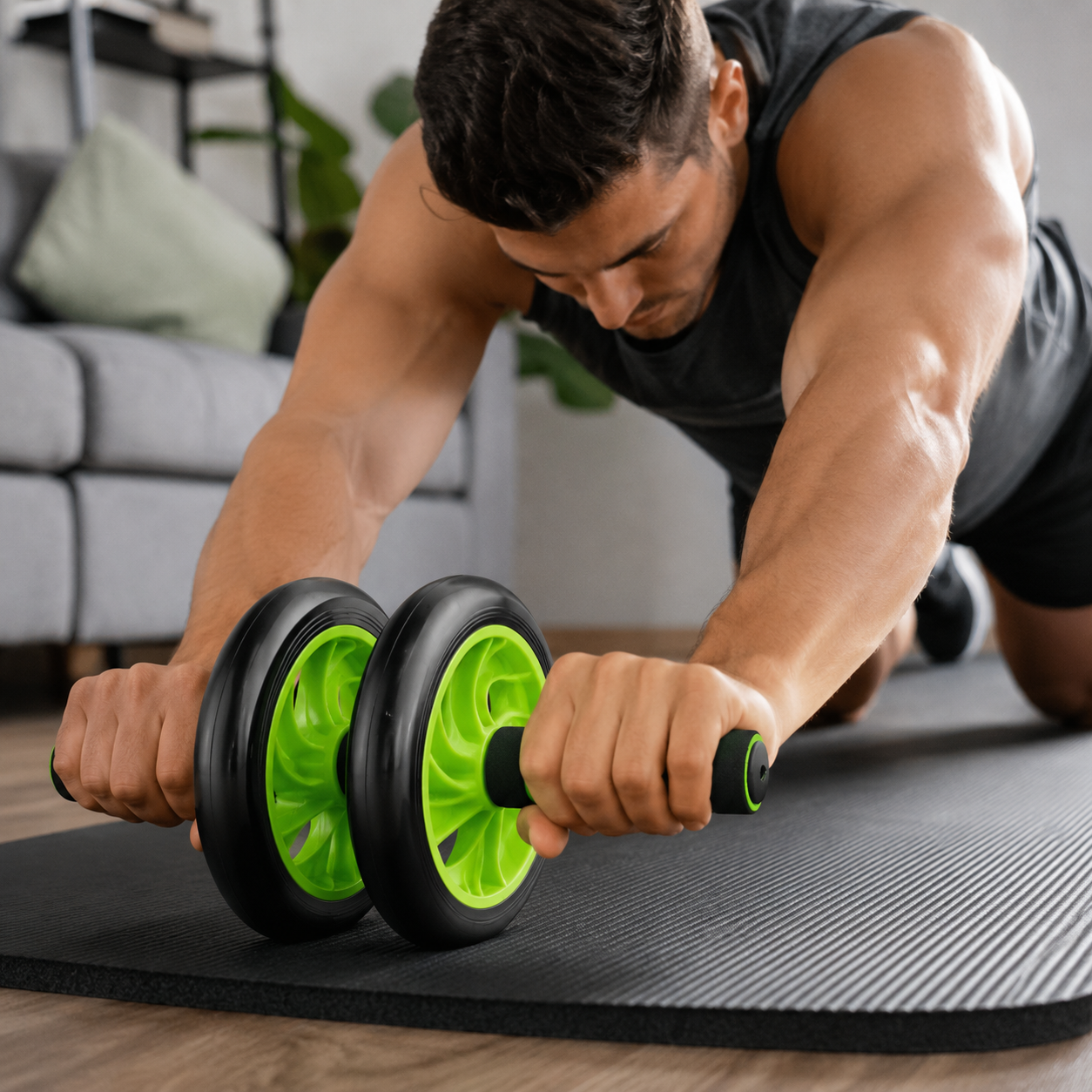Dual Wheel Ab Roller for Home Workout – Two Wheeled Abdominal Exercise Wheel with Non-Slip Foam Handles for Core, Abs, Arms & Fitness Training - Image 3