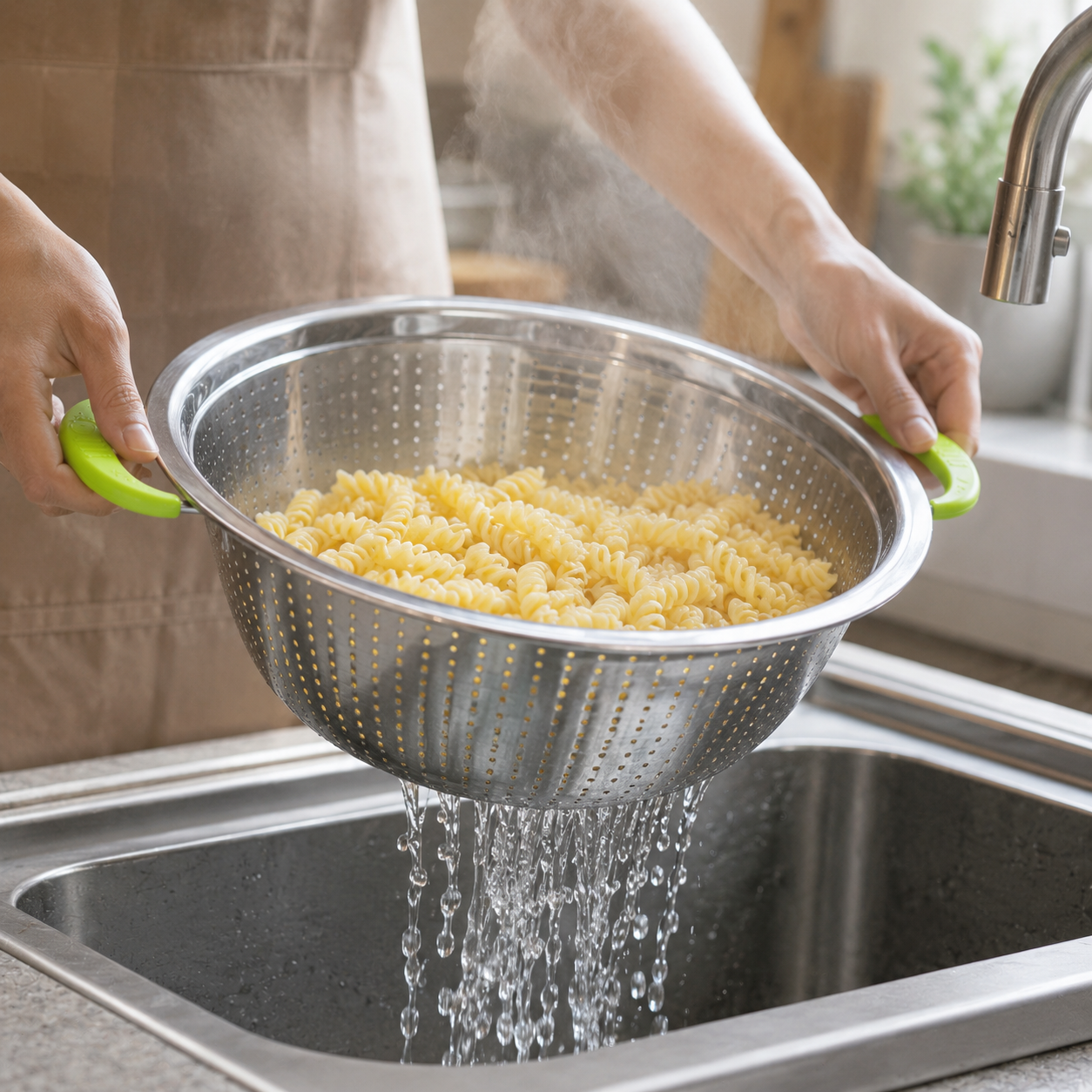 Large Stainless Steel Colander Strainer Bowl 38cm – Kitchen Vegetable, Rice, Pasta & Fruit Washing Basket with Handles - Image 5