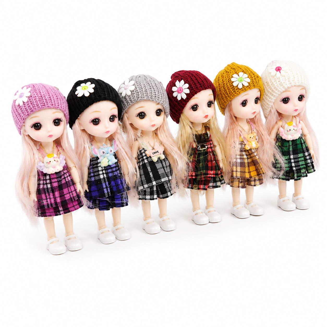 Cute Mini Fashion Doll Keychain for Girls 2 Pcs – Kawaii Bag Charm Pendant with Dress & Hat – Random Color Toy Gift for Kids - Image 2