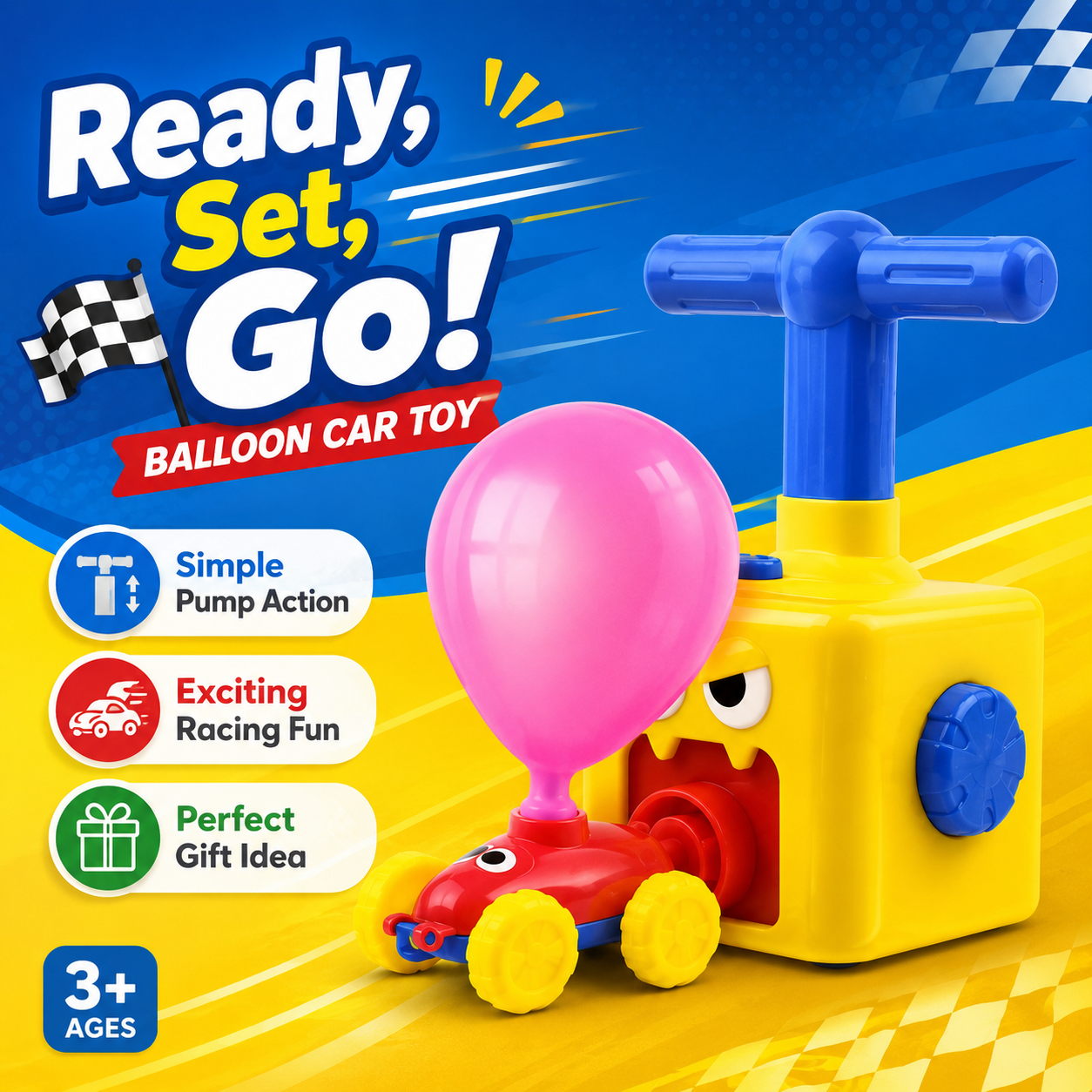 Balloon Powered Car Toy with Air Pump Launcher for Kids – No Battery Educational Science Experiment Toy – Balloon Car Racing Set - Image 4