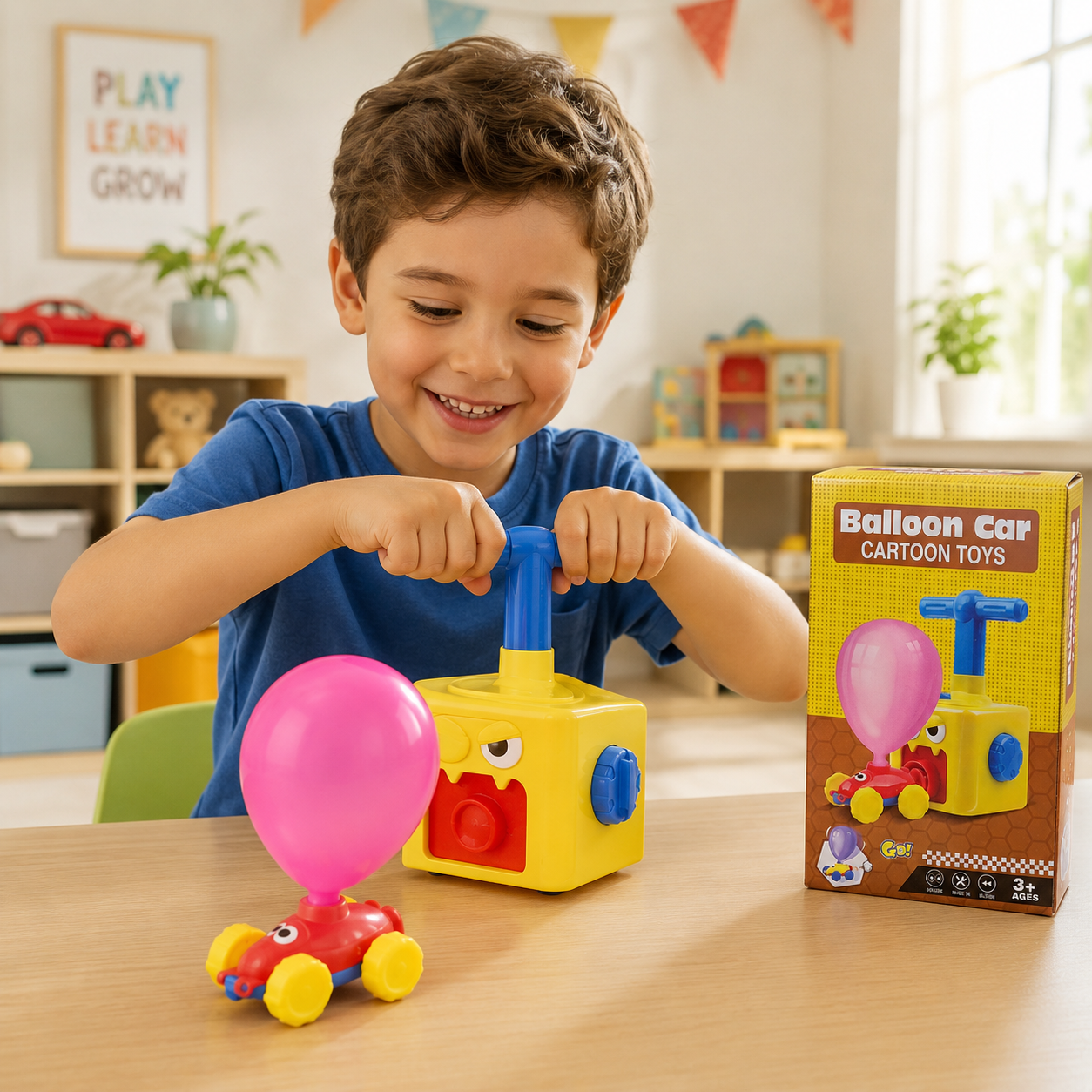 Balloon Powered Car Toy with Air Pump Launcher for Kids – No Battery Educational Science Experiment Toy – Balloon Car Racing Set - Image 5