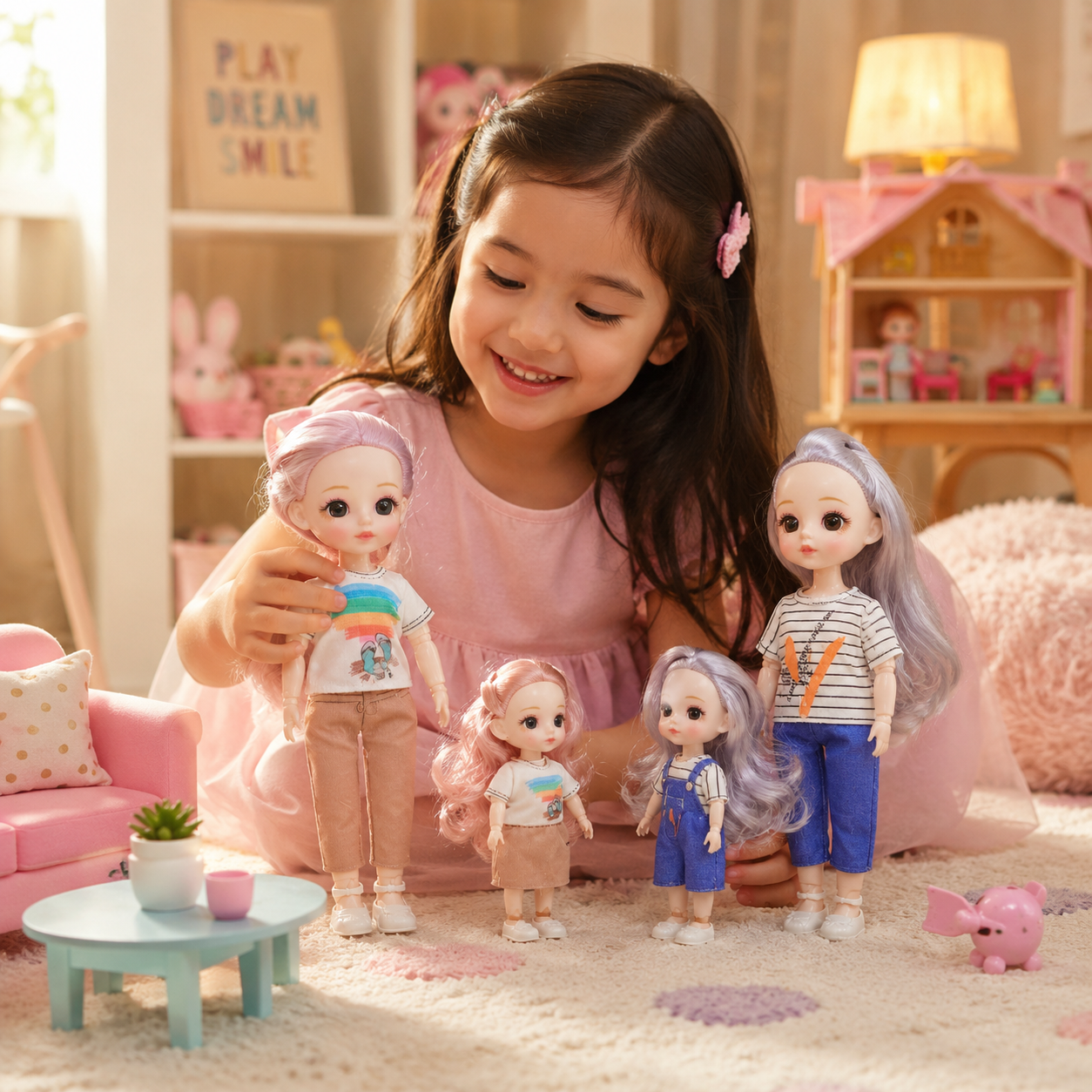 Princess Dress Up Doll Set for Girls – 2 Pcs Big & Small Fashion Dolls with Clothes & Shoes – Cute Play Doll Toy Gift for Kids – Random Design - Image 4