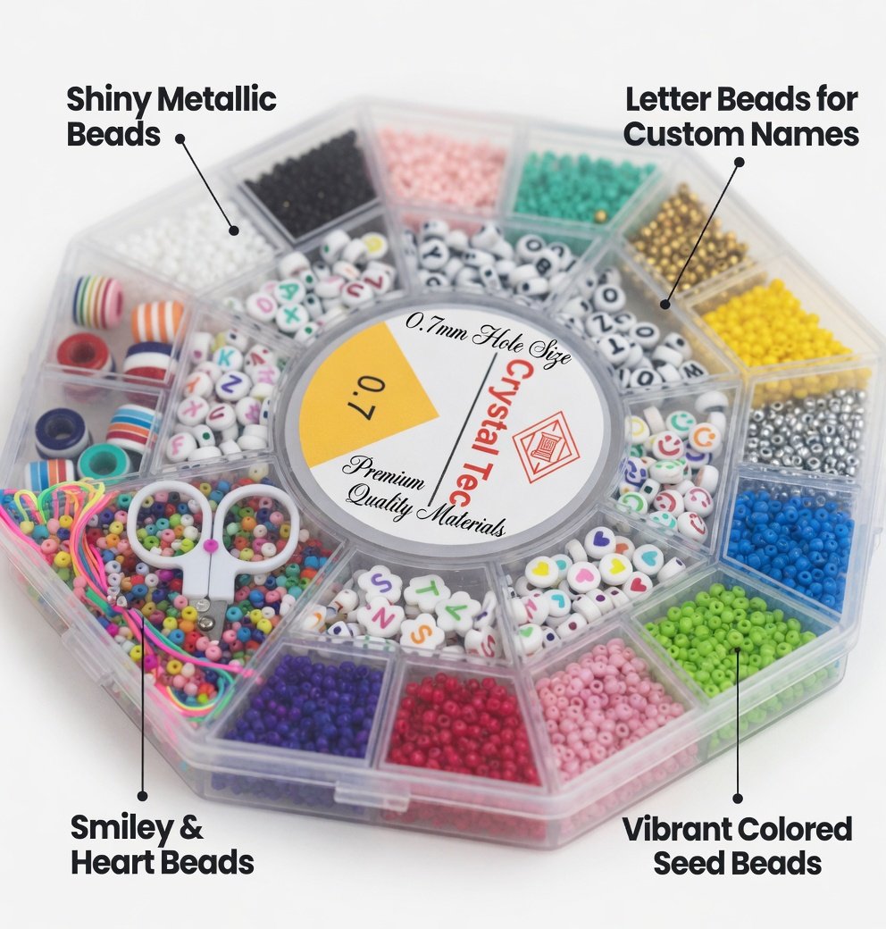 DIY Beads Jewelry Making Kit for Kids | Bracelet Necklace Making Set with Colorful Beads, Charms, Thread & Storage Box | Girls Craft Toy Ages 3+ - Image 5